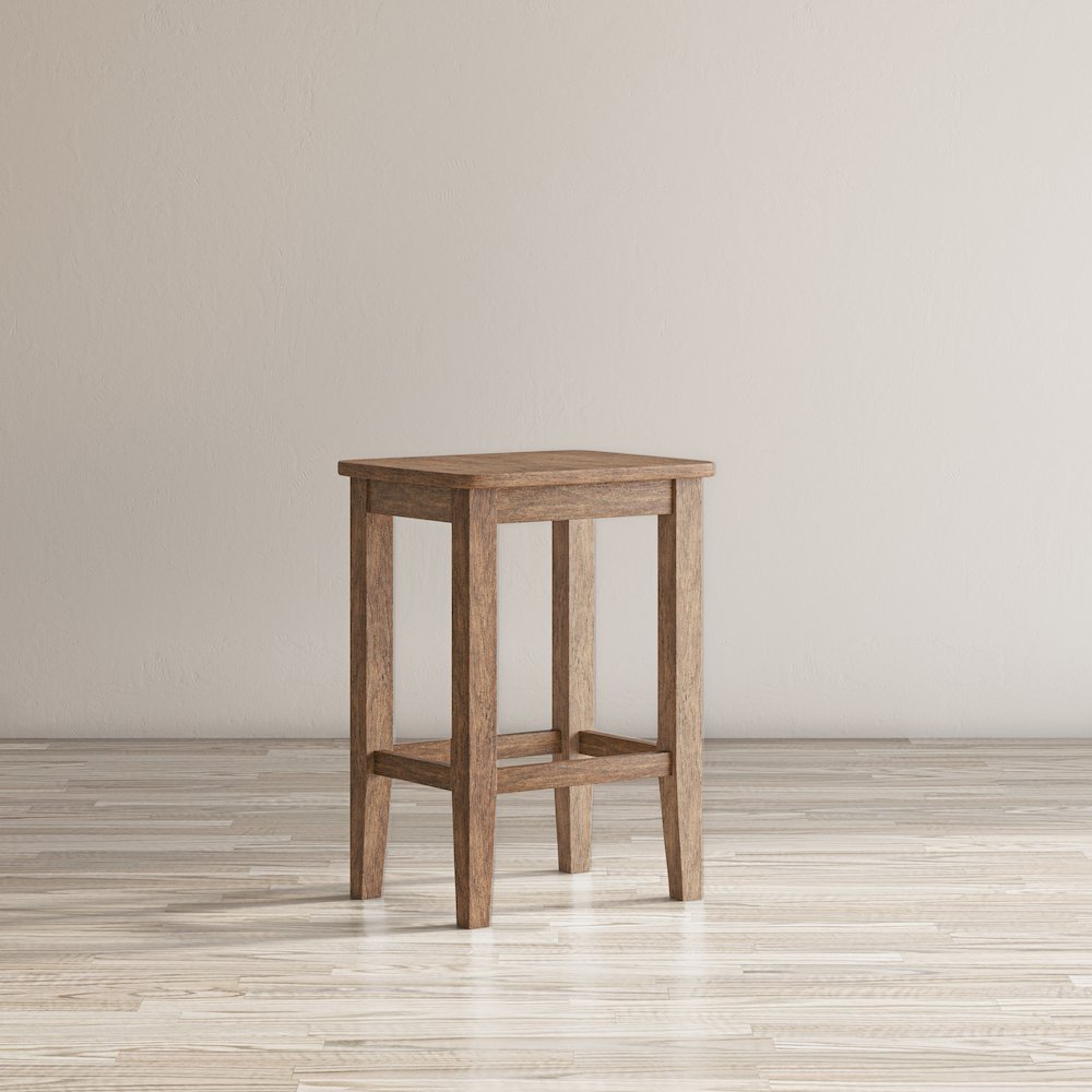 Eastern Tides Coastal Wire-Brushed Wood Backless Counter Barstool (Set of 2)