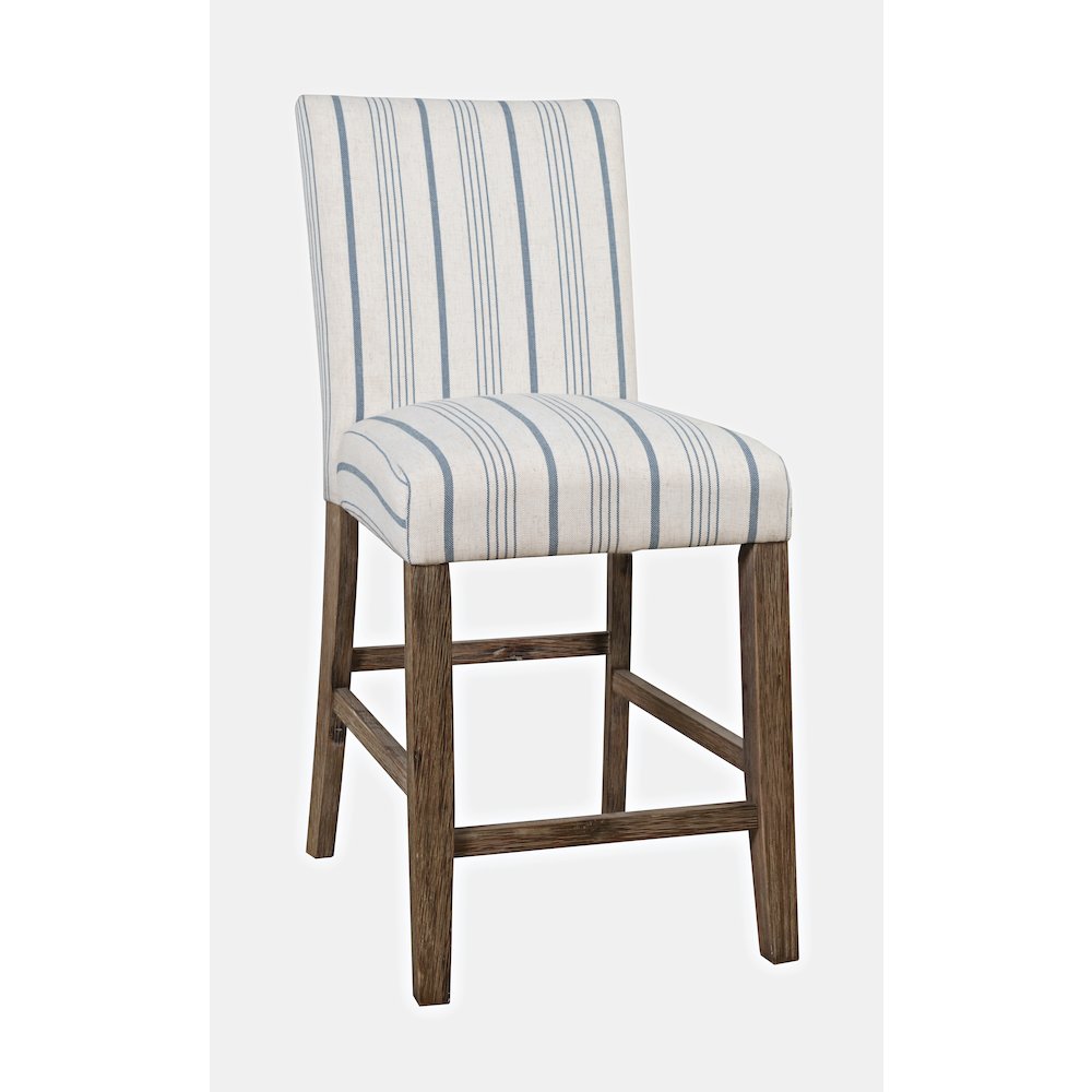 Eastern Tides Coastal Wire-Brushed Wood Upholstered Parsons Barstool (Set of 2)