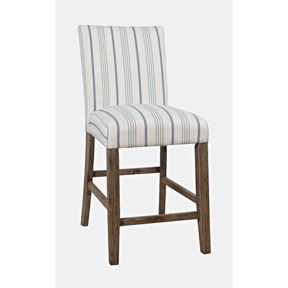 Eastern Tides Coastal Wire-Brushed Wood Upholstered Parsons Barstool (Set of 2)