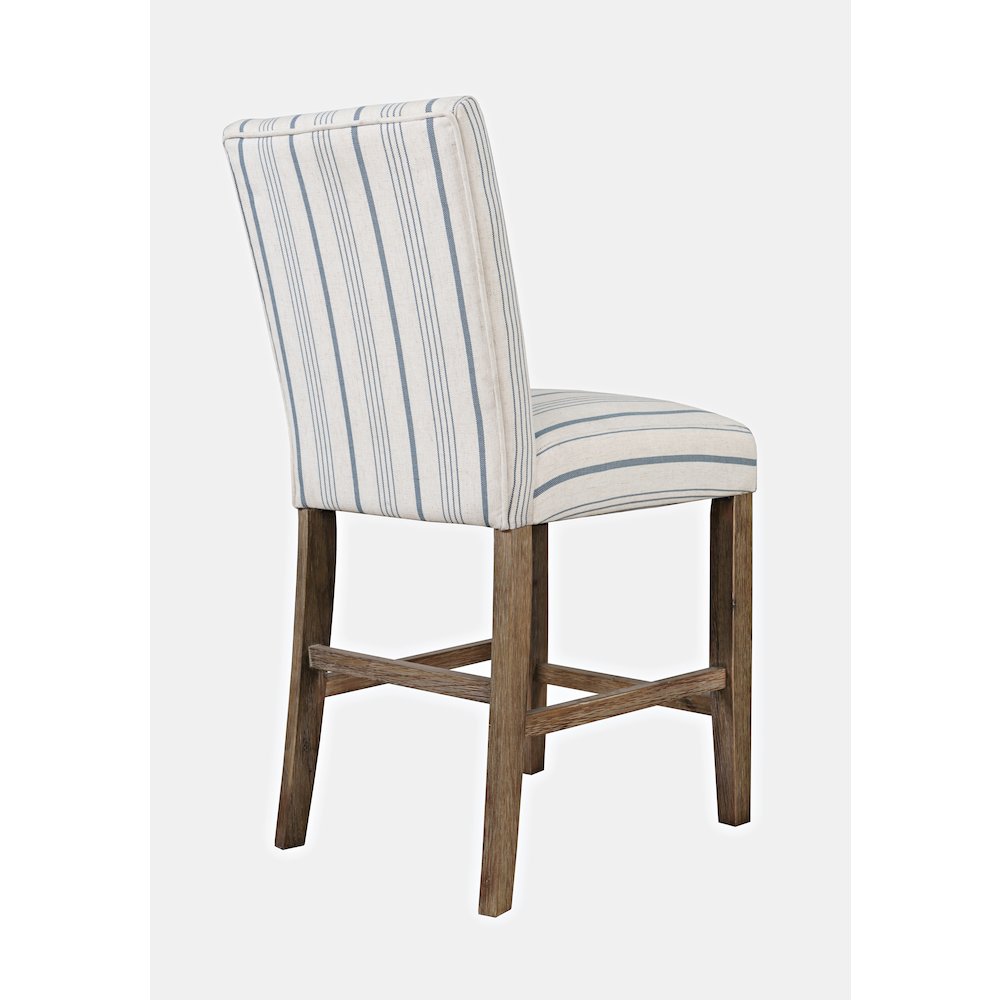 Eastern Tides Coastal Wire-Brushed Wood Upholstered Parsons Barstool (Set of 2)