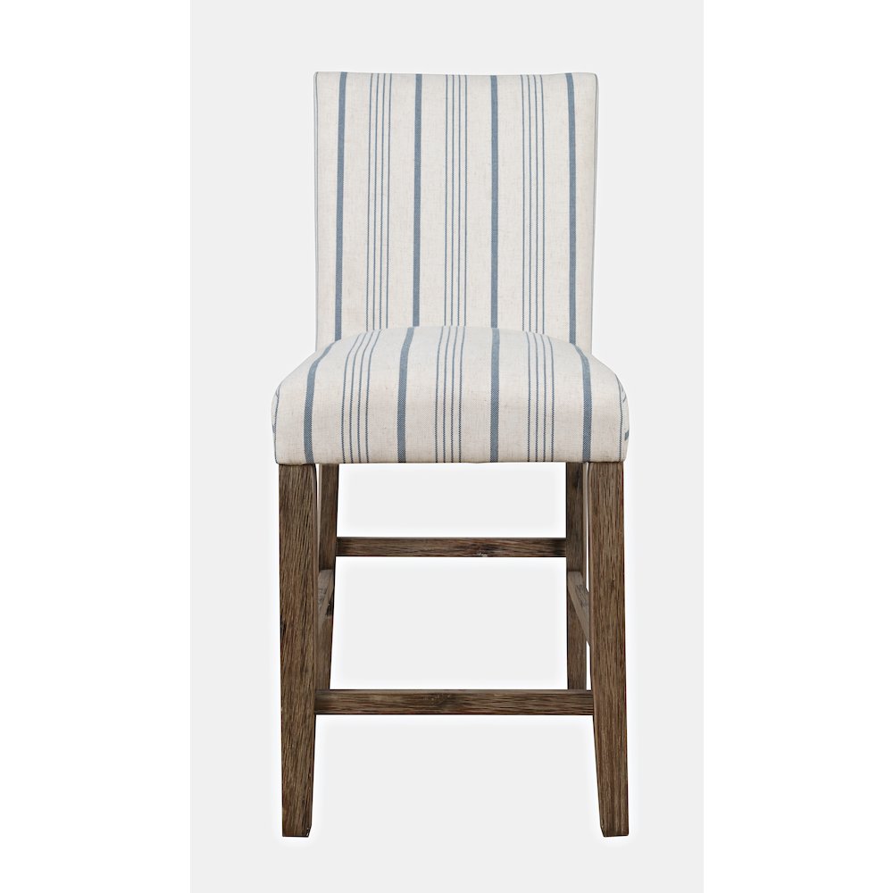 Eastern Tides Coastal Wire-Brushed Wood Upholstered Parsons Barstool (Set of 2)