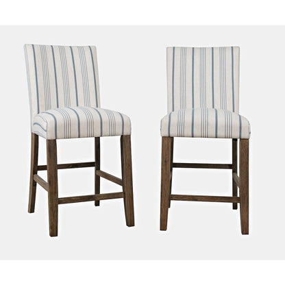 Eastern Tides Coastal Wire-Brushed Wood Upholstered Parsons Barstool (Set of 2)