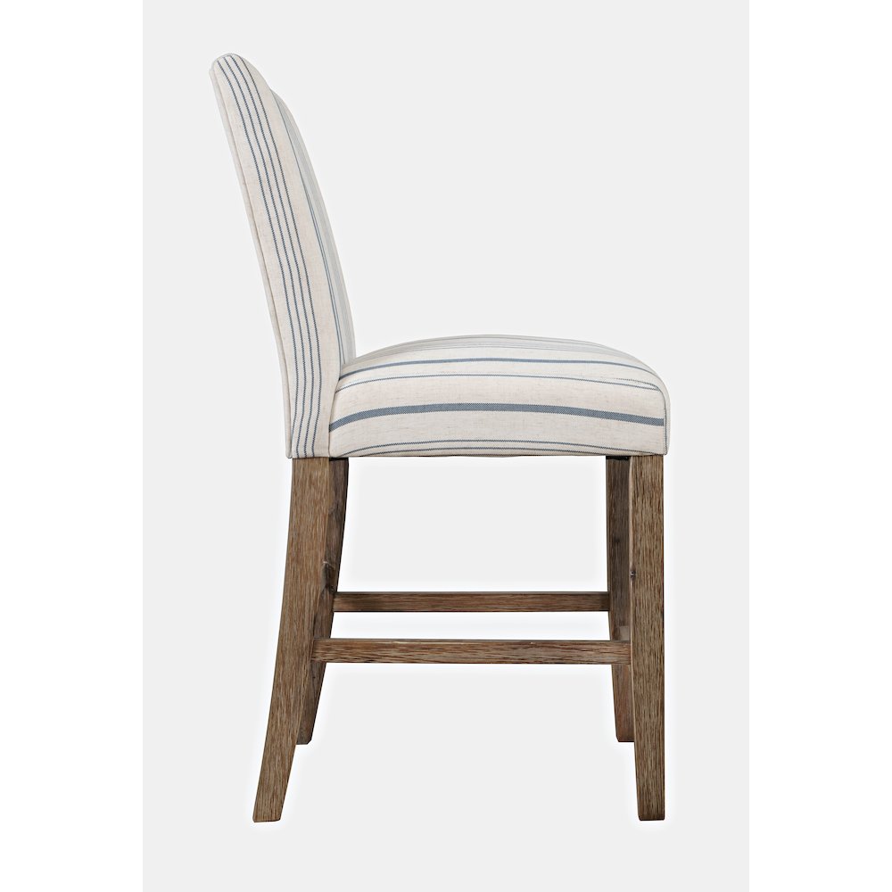 Eastern Tides Coastal Wire-Brushed Wood Upholstered Parsons Barstool (Set of 2)
