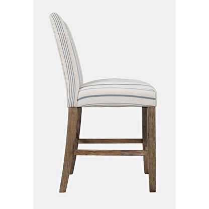 Eastern Tides Coastal Wire-Brushed Wood Upholstered Parsons Barstool (Set of 2)