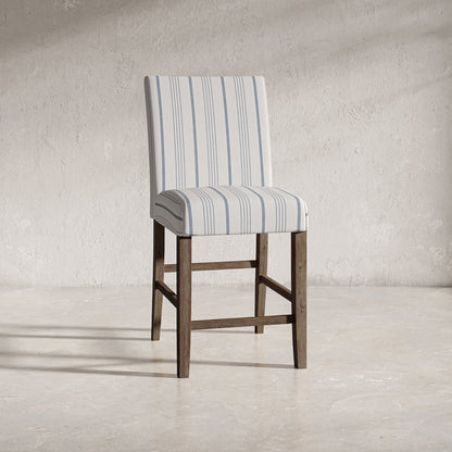 Eastern Tides Coastal Wire-Brushed Wood Upholstered Parsons Barstool (Set of 2)