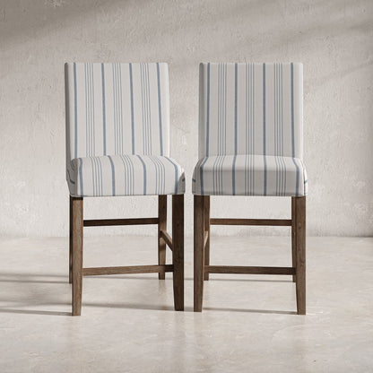 Eastern Tides Coastal Wire-Brushed Wood Upholstered Parsons Barstool (Set of 2)