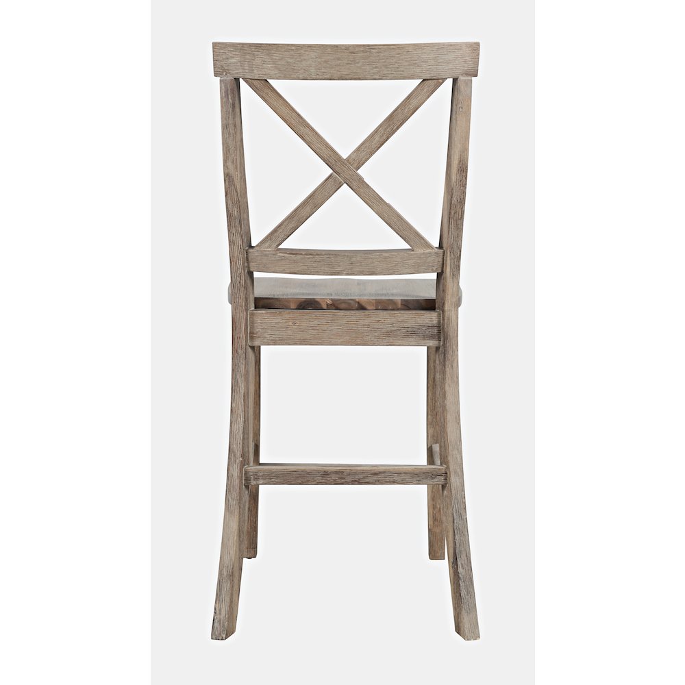 Eastern Tides Coastal Wire-Brushed Wood X-Back Counter Barstool (Set of 2)