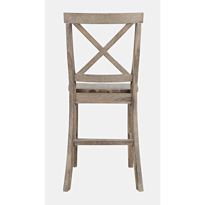 Eastern Tides Coastal Wire-Brushed Wood X-Back Counter Barstool (Set of 2)