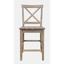 Eastern Tides Coastal Wire-Brushed Wood X-Back Counter Barstool (Set of 2)