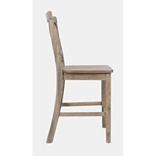 Eastern Tides Coastal Wire-Brushed Wood X-Back Counter Barstool (Set of 2)