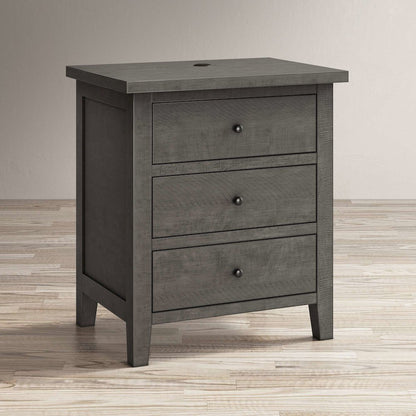 Maxton Contemporary Coastal Distressed Wood USB Charging Nightstand