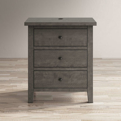 Maxton Contemporary Coastal Distressed Wood USB Charging Nightstand