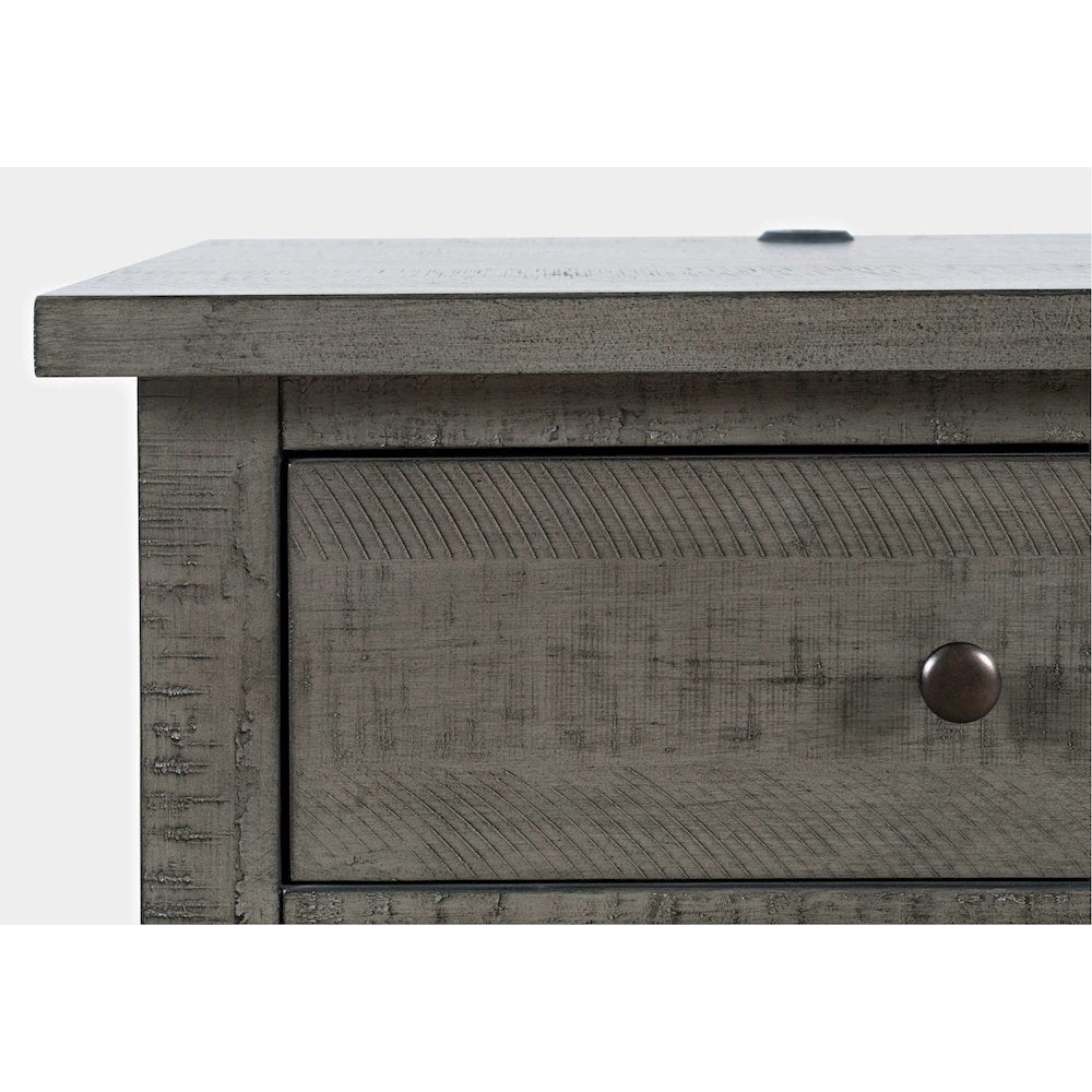 Maxton Contemporary Coastal Distressed Wood USB Charging Nightstand