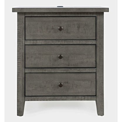 Maxton Contemporary Coastal Distressed Wood USB Charging Nightstand