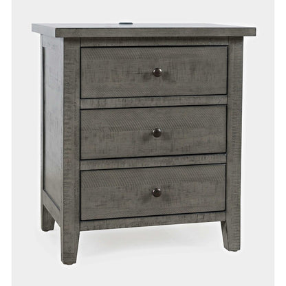 Maxton Contemporary Coastal Distressed Wood USB Charging Nightstand