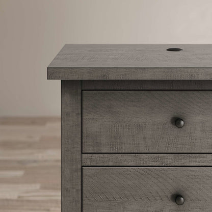 Maxton Contemporary Coastal Distressed Wood USB Charging Nightstand