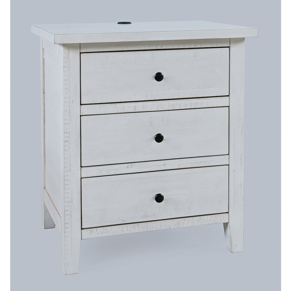 Maxton Contemporary Coastal Distressed Wood USB Charging Nightstand