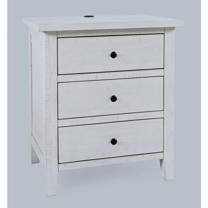Maxton Contemporary Coastal Distressed Wood USB Charging Nightstand