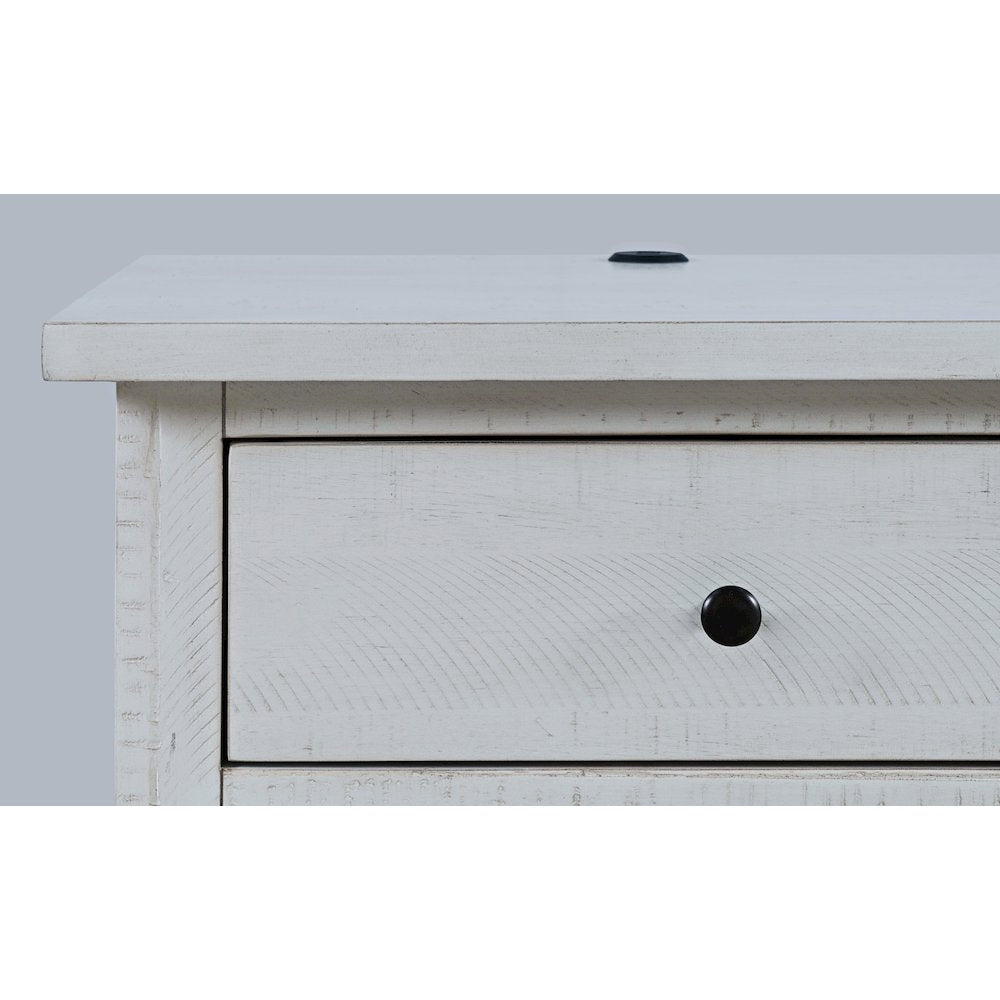 Maxton Contemporary Coastal Distressed Wood USB Charging Nightstand