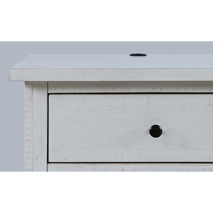 Maxton Contemporary Coastal Distressed Wood USB Charging Nightstand