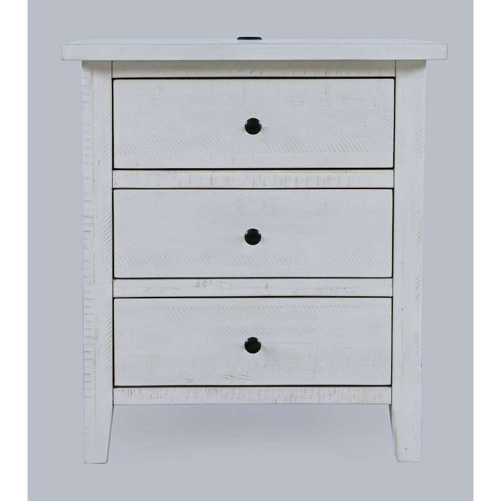 Maxton Contemporary Coastal Distressed Wood USB Charging Nightstand