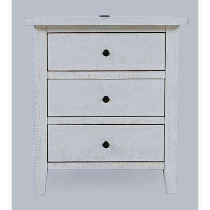 Maxton Contemporary Coastal Distressed Wood USB Charging Nightstand