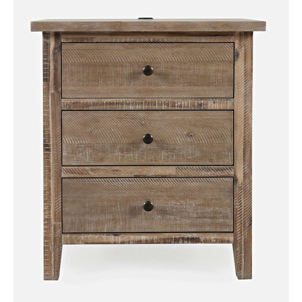 Maxton Contemporary Coastal Distressed Wood USB Charging Nightstand