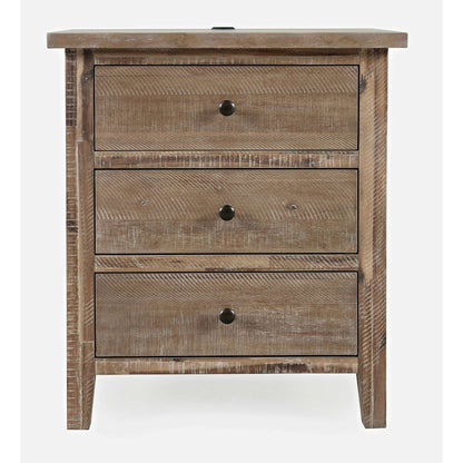 Maxton Contemporary Coastal Distressed Wood USB Charging Nightstand