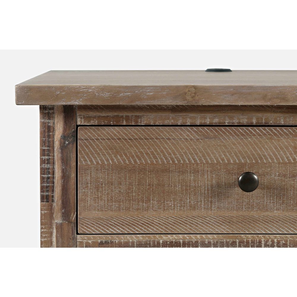 Maxton Contemporary Coastal Distressed Wood USB Charging Nightstand