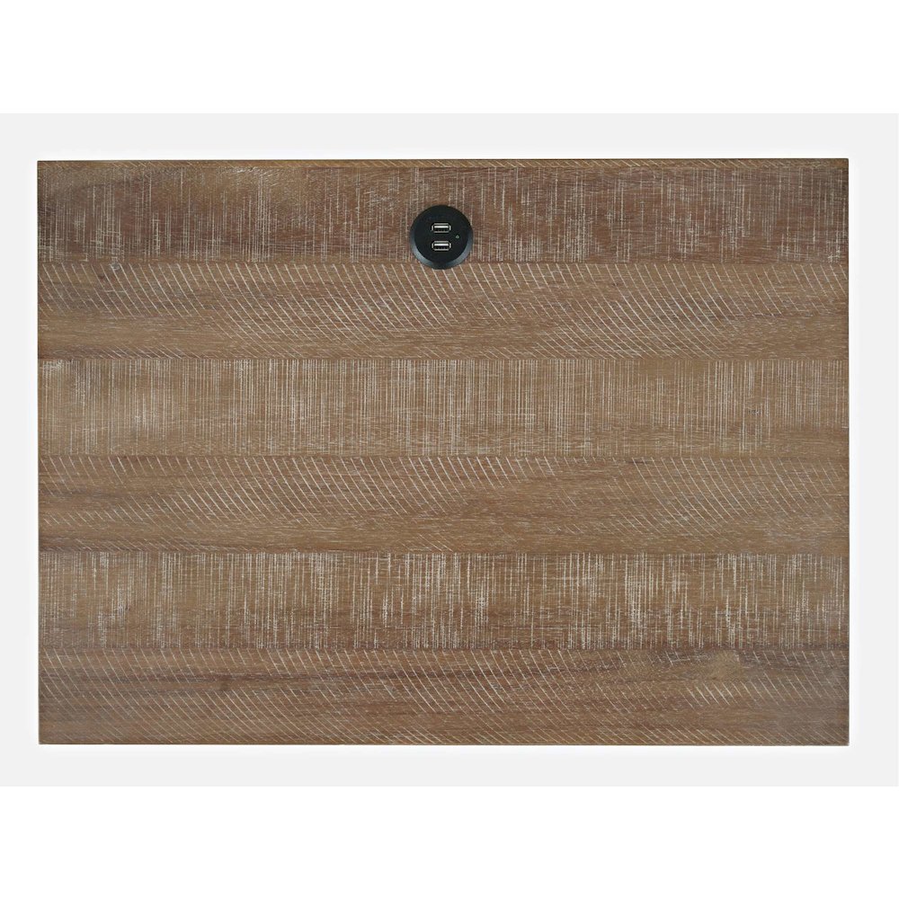 Maxton Contemporary Coastal Distressed Wood USB Charging Nightstand