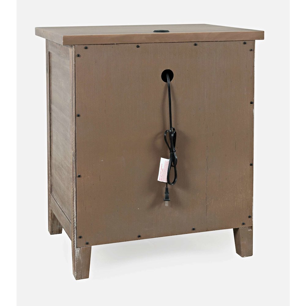 Maxton Contemporary Coastal Distressed Wood USB Charging Nightstand