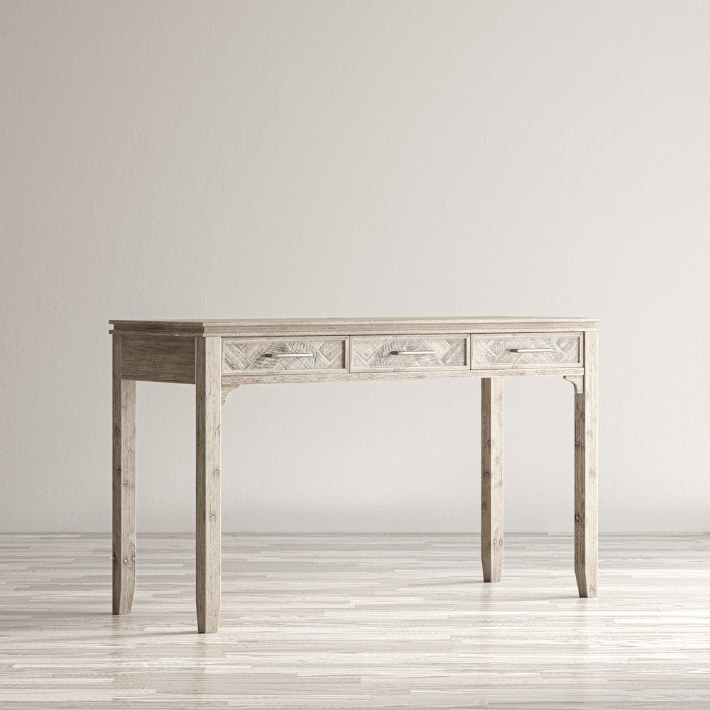 Gramercy Mid-Century Modern Chevron Three Drawer USB Charging Desk