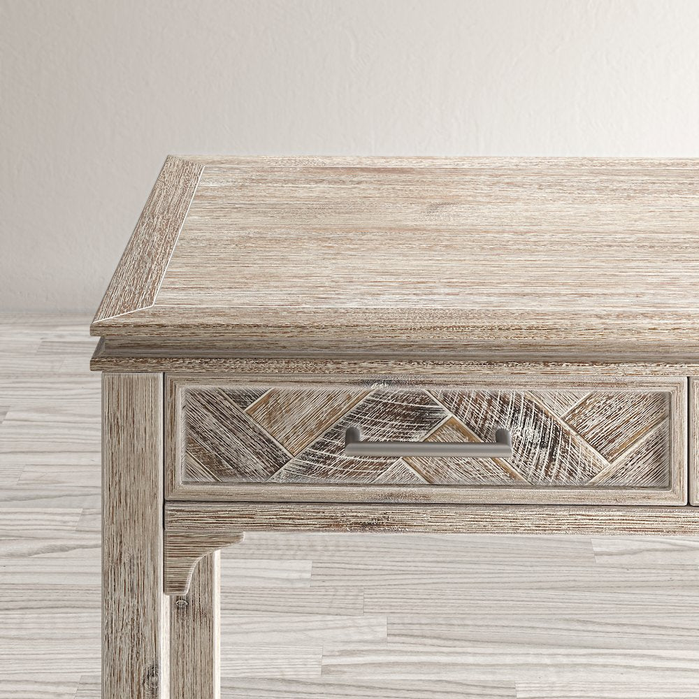 Gramercy Mid-Century Modern Chevron Three Drawer USB Charging Desk