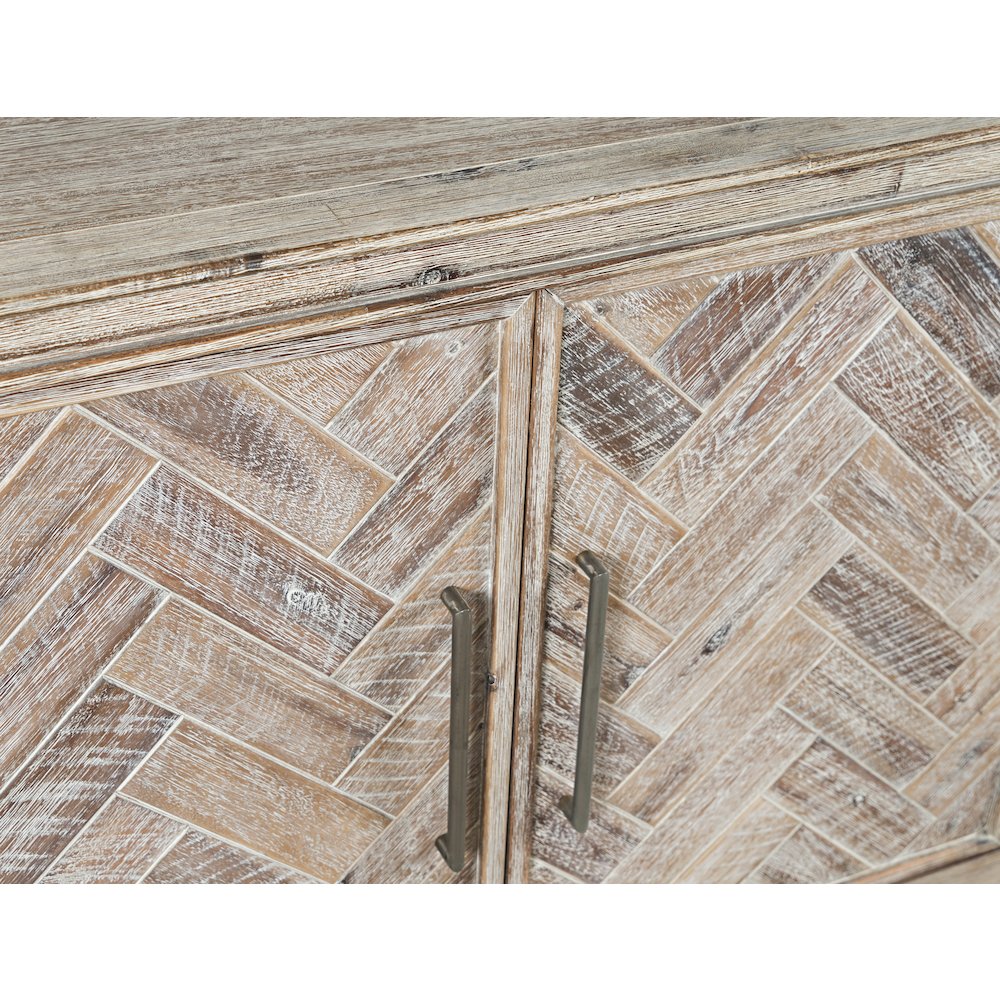Gramercy Mid-Century Modern Chevron Three Door 60" Accent Cabinet