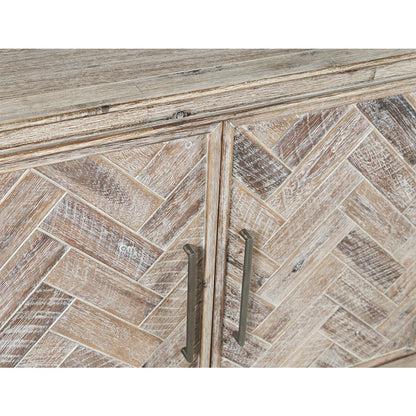 Gramercy Mid-Century Modern Chevron Three Door 60" Accent Cabinet