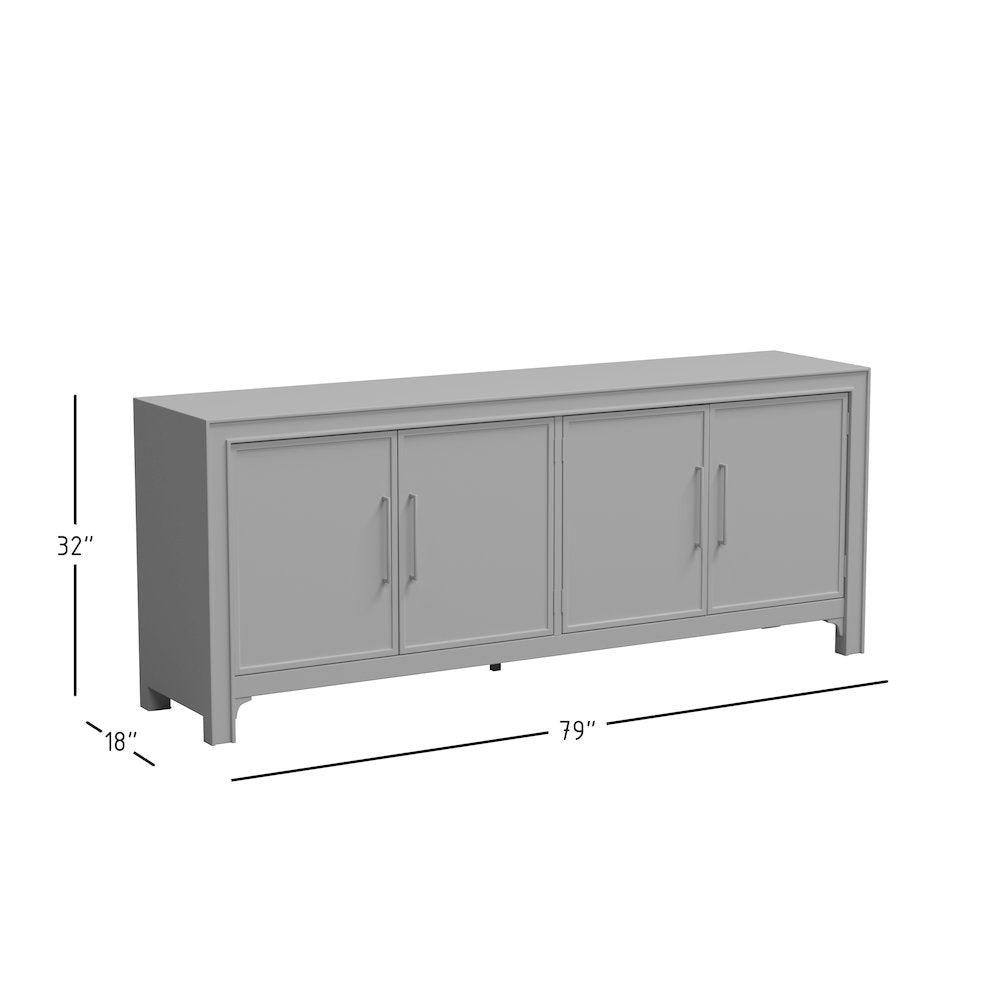Gramercy Mid-Century Modern Chevron Four Door 79" Accent Cabinet