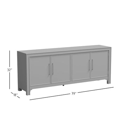 Gramercy Mid-Century Modern Chevron Four Door 79" Accent Cabinet