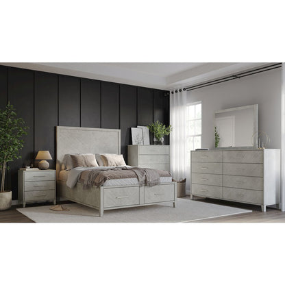 Contemporary Modern 28" USB Charging Nightstand with Drawers and Metal Hardware