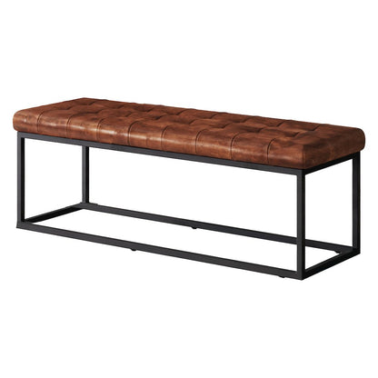 Global Archive 50" Genuine Distressed Leather Mid-Century Modern Ottoman Bench
