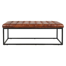 Global Archive 50" Genuine Distressed Leather Mid-Century Modern Ottoman Bench