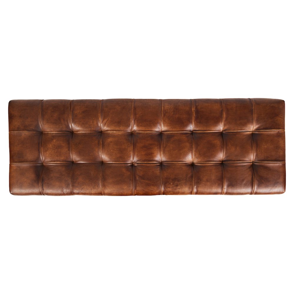 Global Archive 50" Genuine Distressed Leather Mid-Century Modern Ottoman Bench