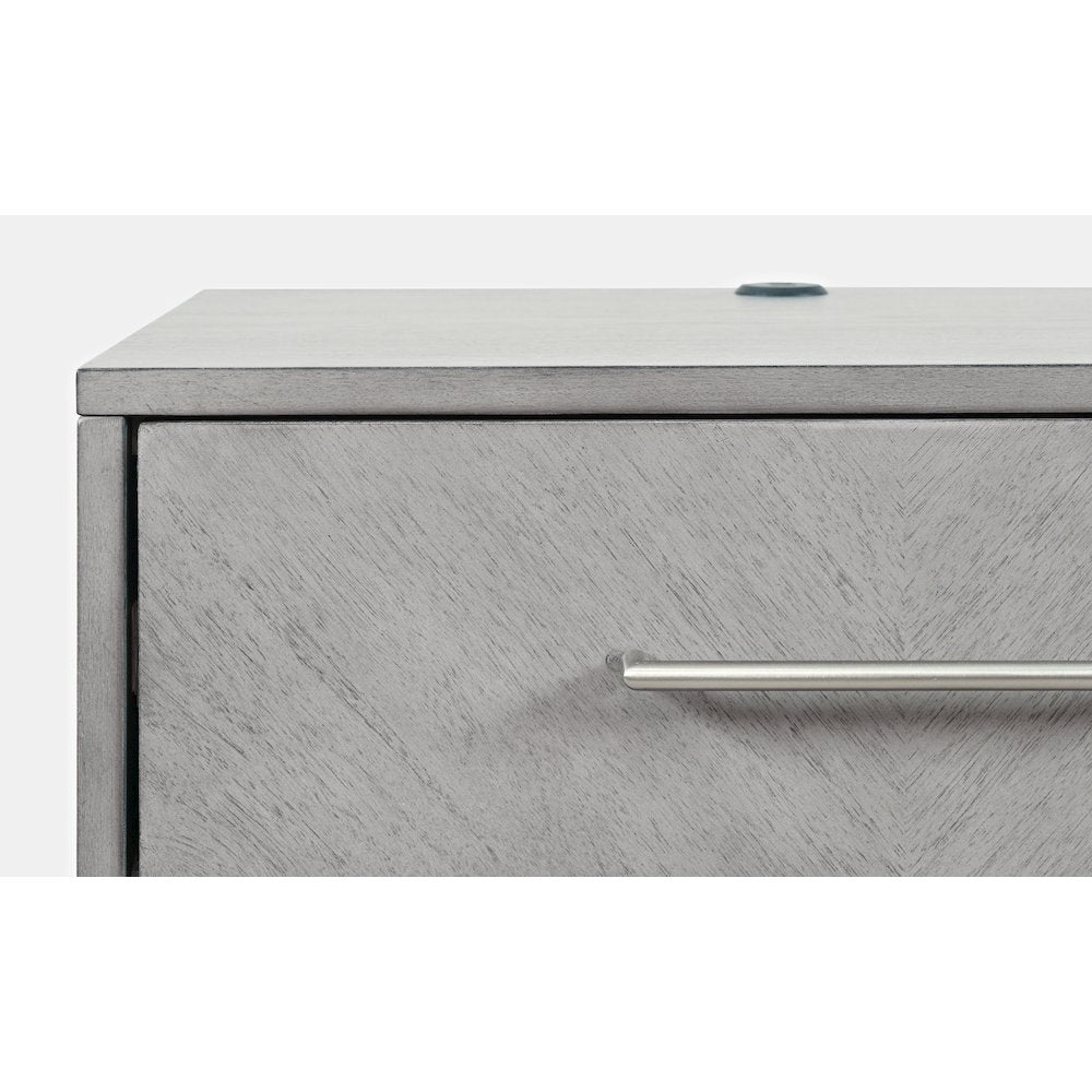 Contemporary Modern 28" USB Charging Nightstand with Drawers and Metal Hardware