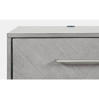 Contemporary Modern 28" USB Charging Nightstand with Drawers and Metal Hardware