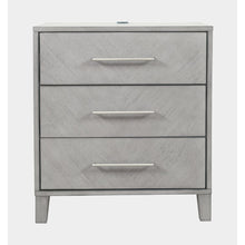Contemporary Modern 28" USB Charging Nightstand with Drawers and Metal Hardware
