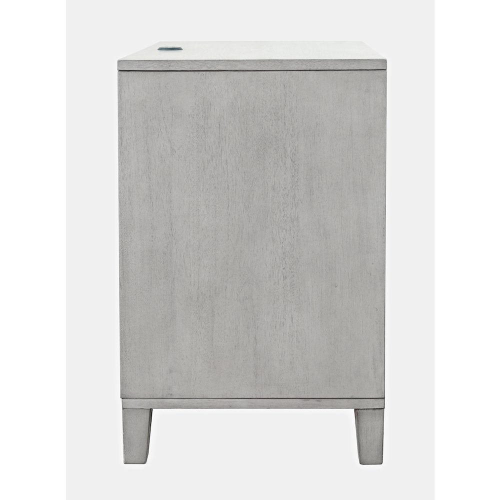 Contemporary Modern 28" USB Charging Nightstand with Drawers and Metal Hardware