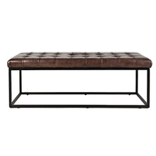 Global Archive 50" Genuine Distressed Leather Mid-Century Modern Ottoman Bench