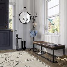 Global Archive 50" Genuine Distressed Leather Mid-Century Modern Ottoman Bench
