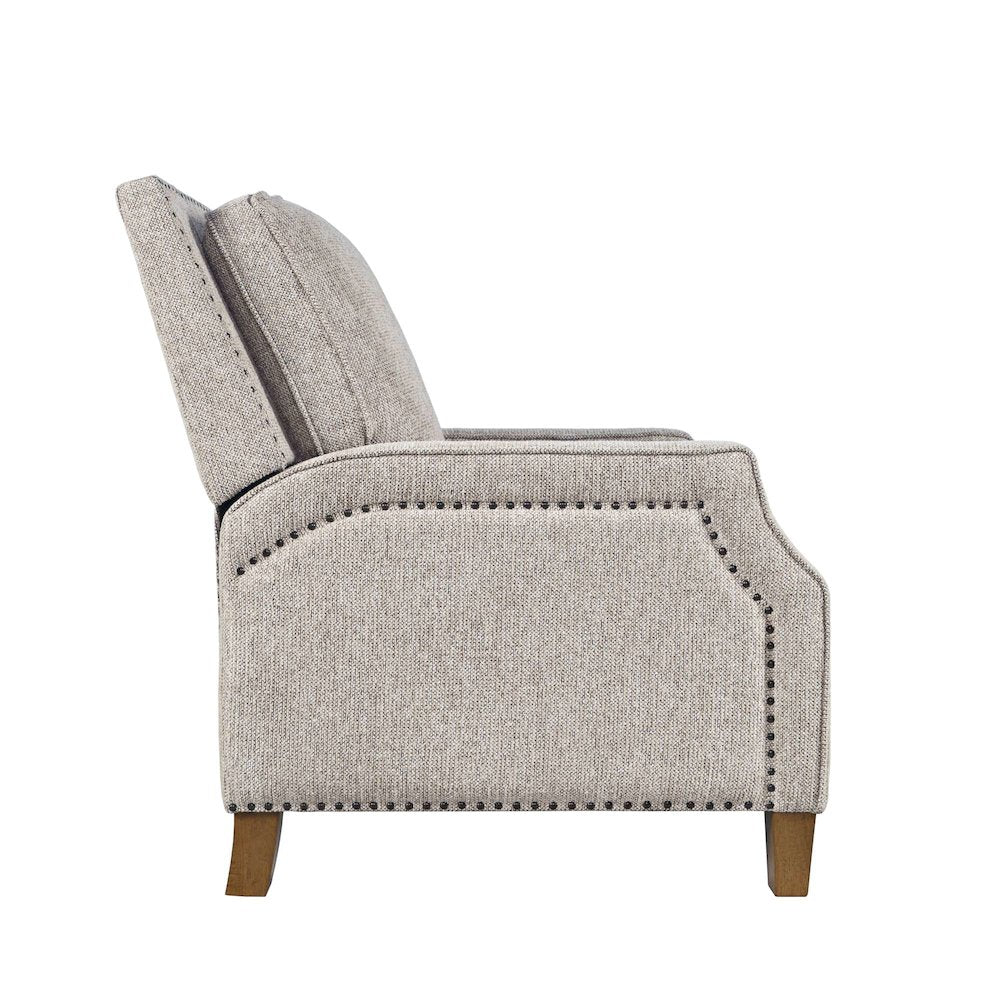 York Push Back Upholstered Recliner Accent Chair with Nailhead Trim