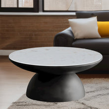 Circularity Modern Luxury Marble and Iron 35" Round Pedestal Coffee Table