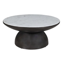 Circularity Modern Luxury Marble and Iron 35" Round Pedestal Coffee Table